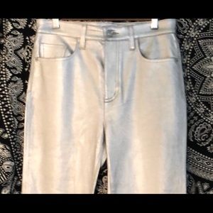 SILVER LEATHER METALLIC KICK JEANS CURRENT ELLIOT